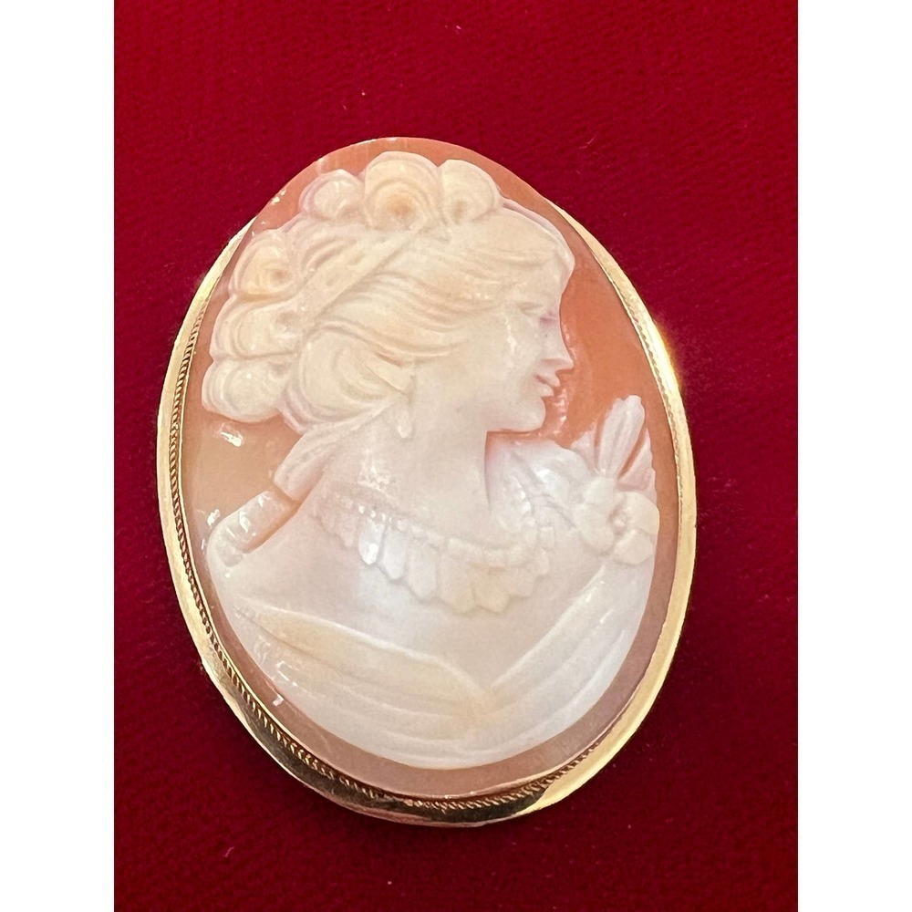 Vintage 18k Yellow Gold Cameo Brooch/Pendant
